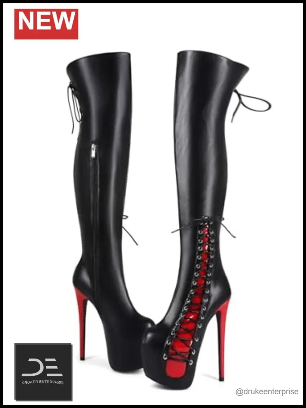 Stiletto Over the Knee Boots, Platform Thigh High, Zip Closure, Large Sizes,